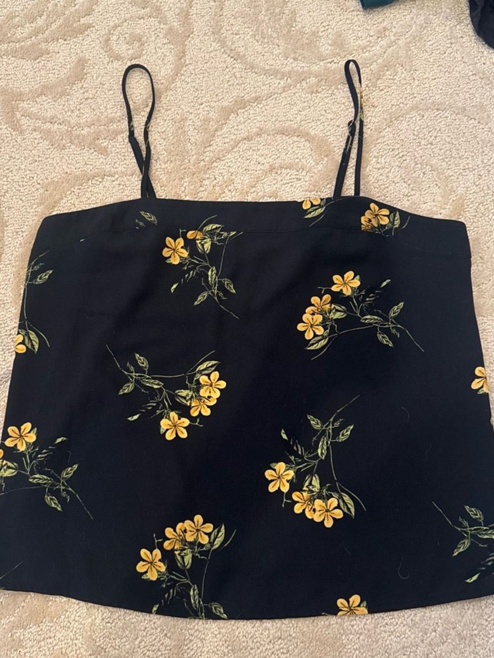 bp Black Cami Top with Yellow Floral Print